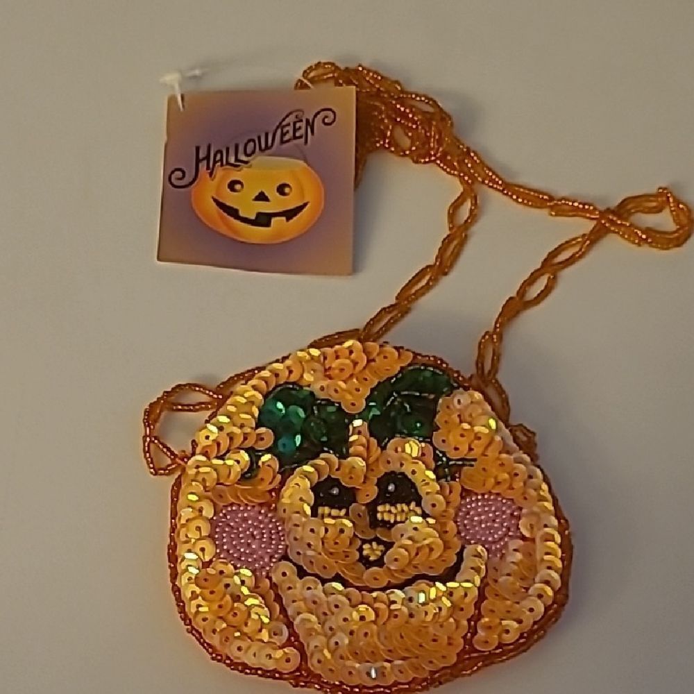 Sequin Pumpkin Halloween Bag